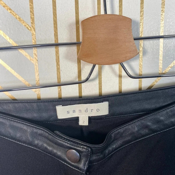 Sandro Black Leather‎ Panel Ponte Leggings - Picture 3 of 12